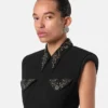 Rochie mini ajustată din lână cu ținte Rochie mini ajustată din lână cu ținte