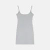 Rochie mini din bumbac cu nervuri brodate Rochie mini din bumbac cu nervuri brodate