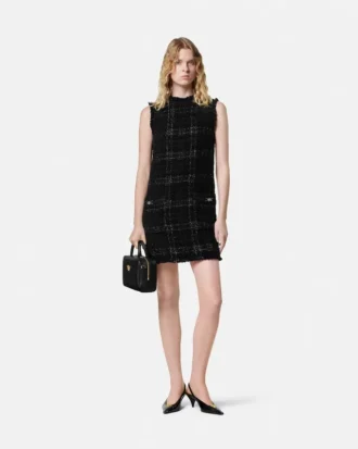 Rochie mini din bumbac tweed