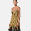 Rochie mini din mătase cu imprimeu Cheetah Allover Rochie mini din mătase cu imprimeu Cheetah Allover