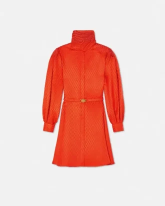 Rochie mini din mătase jacquard V Allover Lavallière