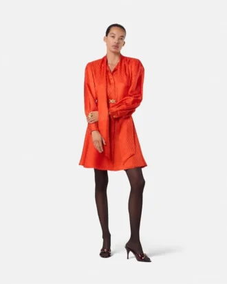 Rochie mini din mătase jacquard V Allover Lavallière