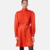 Rochie mini din mătase jacquard V Allover Lavallière Rochie mini din mătase jacquard V Allover Lavallière