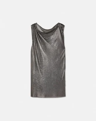 Rochie mini din plasă metalică cu ac de siguranță