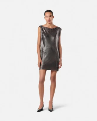 Rochie mini din plasă metalică cu ac de siguranță