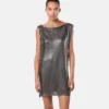Rochie mini din plasă metalică cu ac de siguranță Rochie mini din plasă metalică cu ac de siguranță