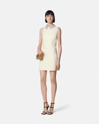 Rochie mini din satin cristal, cu croi în A