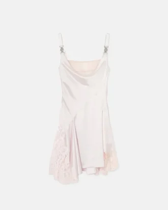 Rochie mini din satin cu borduri din dantelă