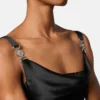 Rochie mini din satin cu borduri din dantelă Rochie mini din satin cu borduri din dantelă