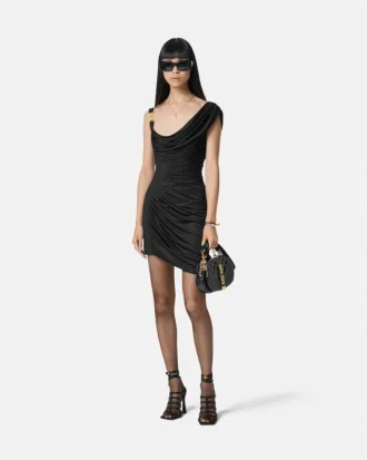 Rochie mini drapată din crep satinat Envers