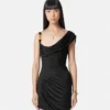 Rochie mini drapată din crep satinat Envers Rochie mini drapată din crep satinat Envers