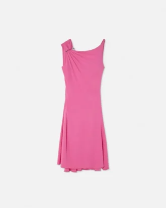 Rochie mini drapată, evazată, cu ac de siguranță