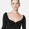 Rochie mini evazată din tricot cu ac de siguranță Rochie mini evazată din tricot cu ac de siguranță