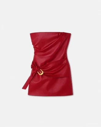 Rochie mini fără bretele din piele