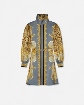Rochie mini Lavallière din mătase cu imprimeu leopard