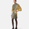 Rochie mini Lavallière din mătase cu imprimeu leopard Rochie mini Lavallière din mătase cu imprimeu leopard