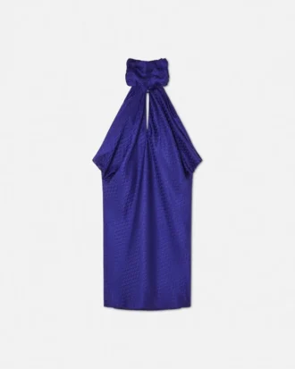 Rochie mini relaxată din mătase jacquard cu model V Allover