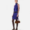 Rochie mini relaxată din mătase jacquard cu model V Allover Rochie mini relaxată din mătase jacquard cu model V Allover