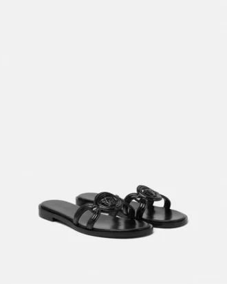 Sandale plate Medusa 95 din piele lăcuită