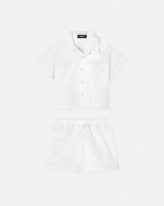 Set cămașă din poplin de bumbac jacquard pentru bebeluși