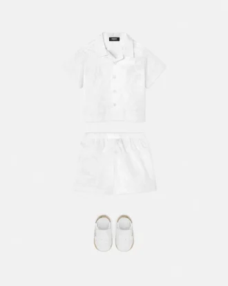 Set cămașă din poplin de bumbac jacquard pentru bebeluși