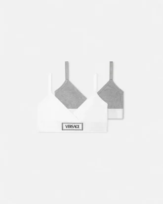 Set de 2 sutiene din bumbac jersey cu nervuri pentru copii