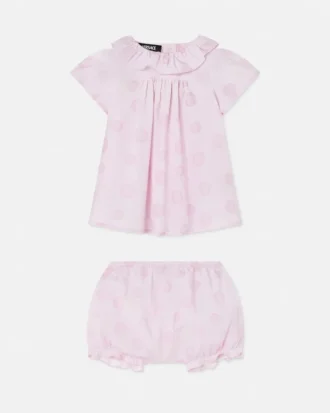 Set rochie din poplin de bumbac cu imprimeu pentru bebeluși