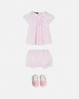 Set rochie din poplin de bumbac cu imprimeu pentru bebeluși