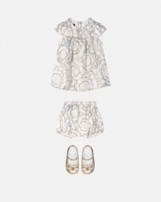 Set rochie din twill de mătase imprimat pentru bebeluși