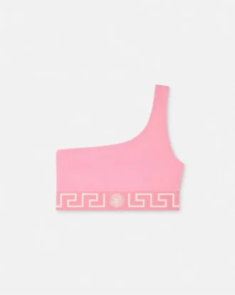 Top de bikini cu un singur umăr din jacquard Top de bikini cu un singur umăr din jacquard
