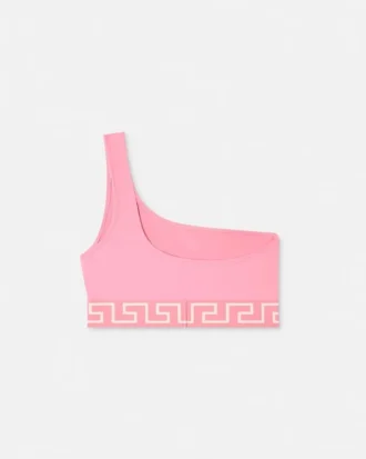 Top de bikini cu un singur umăr din jacquard Top de bikini cu un singur umăr din jacquard