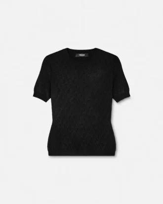 Tricou ajustat din viscoză elastică jacquard