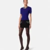 Tricou ajustat din viscoză elastică jacquard Tricou ajustat din viscoză elastică jacquard