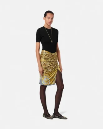 Tricou ajustat din viscoză elastică jacquard