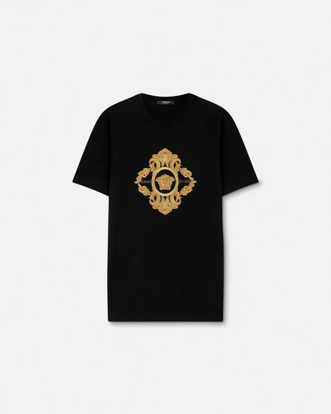 Tricou brodat cu motiv arhitectural baroc Tricou brodat cu motiv arhitectural baroc