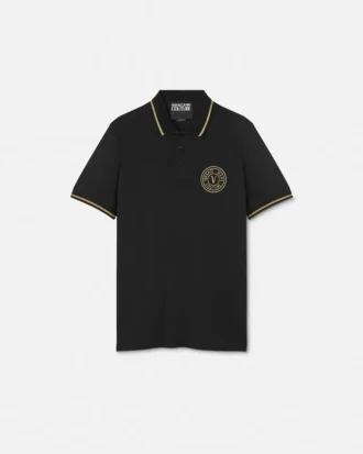Tricou polo brodat cu emblemă în V