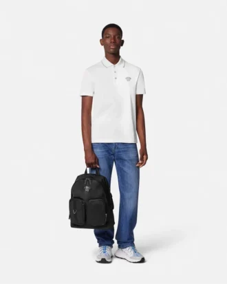 Tricou polo cu broderie Medusa