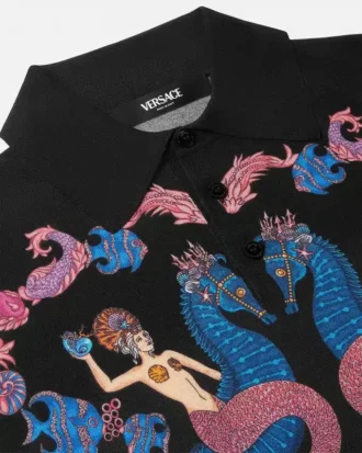 Tricou polo din mătase tricotată Coral Theatre