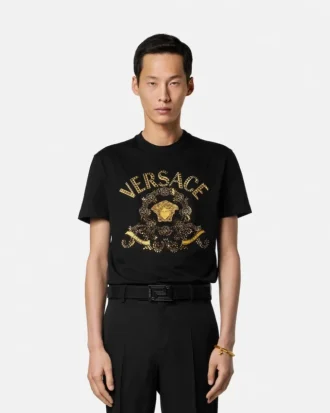 Tricou slim fit din bumbac jersey brodat