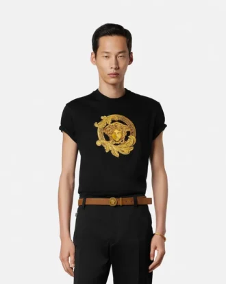 Tricou slim fit din bumbac jersey brodat
