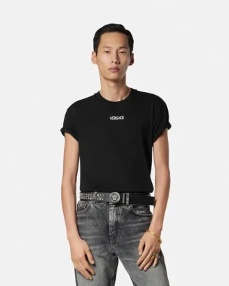 Tricou slim fit din bumbac jersey brodat