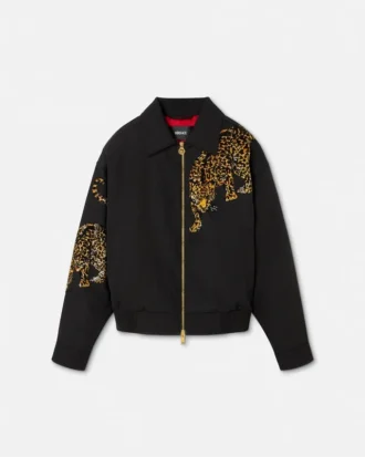 Versace Leopard Mélange Wool Blouson Jacket Versace Leopard Mélange Wool Blouson Jacket